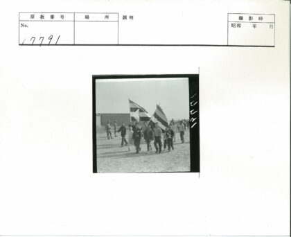 人群举条纹旗帜户外聚会.jpg