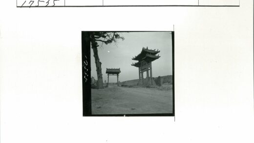 传统中国大门与枯树景观.jpg