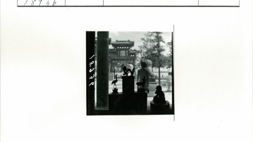 传统大门剪影与鹤龙雕像.jpg