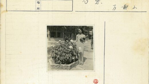 复古庭院女子与鲜花花盆.jpg