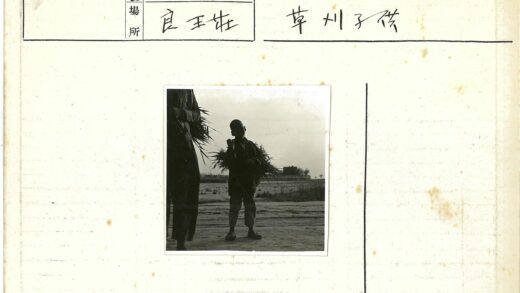 孩童抱草田间小路远眺建筑.jpg