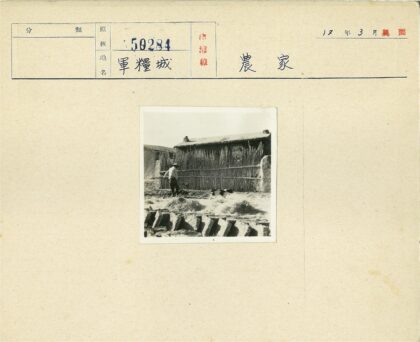 戴帽男子与狗在茅草栅栏旁.jpg