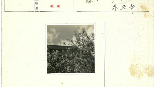 树影掩映的旧建筑与旗帜.jpg