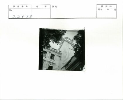 树枝间的钟楼老建筑.jpg