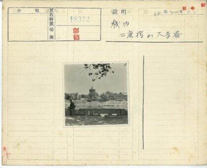 池塘边石壁与高塔风景.jpg