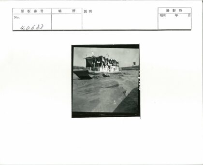 河上彩旗船与绿岸树景.jpg