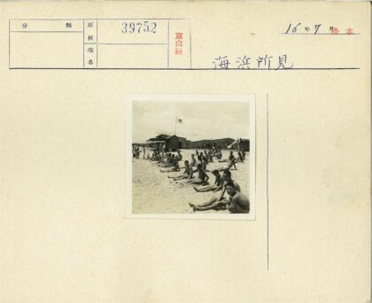 海滩泳装男子与木旗杆风景.jpg