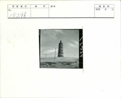 田野上的多层砖塔与电线杆.jpg