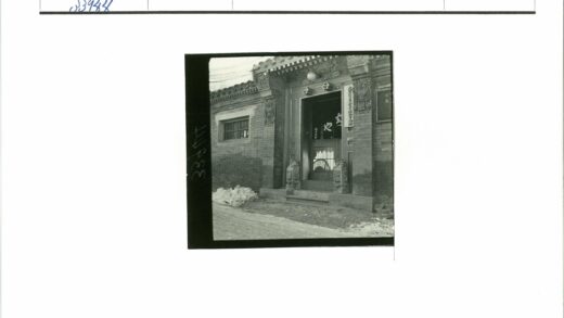 砖砌建筑华丽入口狮子雕像雪景.jpg