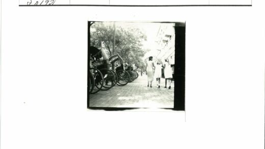 绿荫下妇女与三轮车街景.jpg