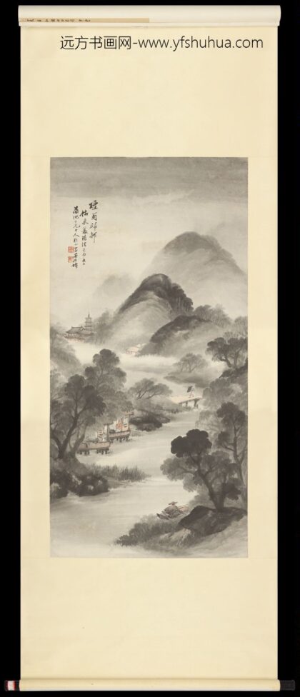 2942吴庆云烟雨归村图中堂.jpg