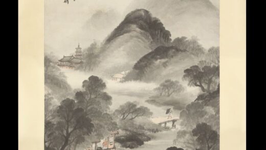 2942吴庆云烟雨归村图中堂.jpg