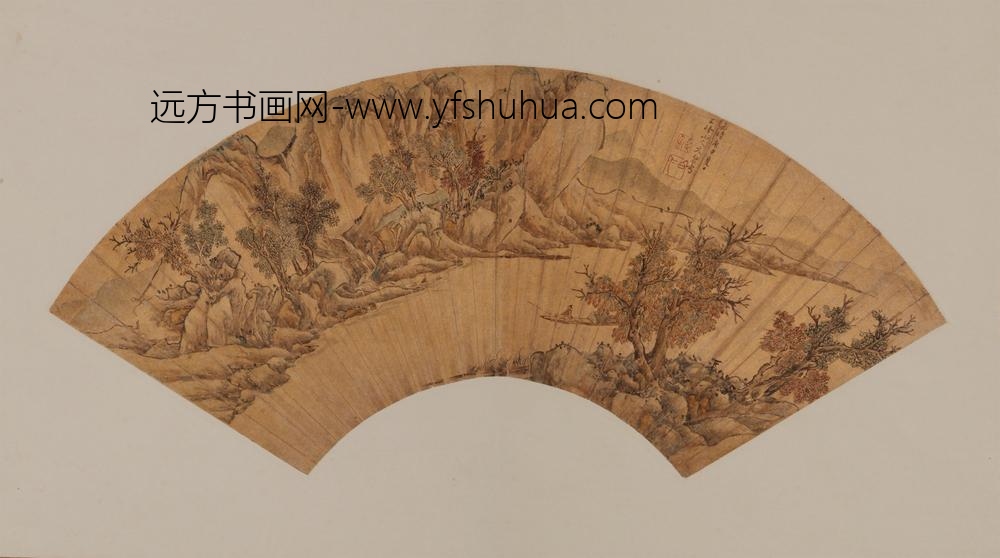 文伯仁山水金笺扇面