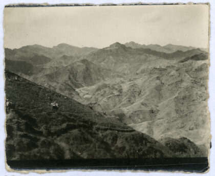 【jpg清晰版】1944年延安途中的山路上驮运货物的牲畜.jpg