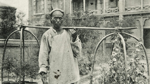 【jpg清晰版】一名流动的花卉植物商贩在上海某住宅区外的花园里.jpg