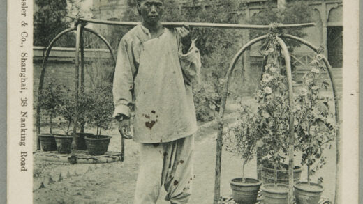 【jpg清晰版】上海某住宅区外的花园里一位流动的花卉植物商贩.jpg
