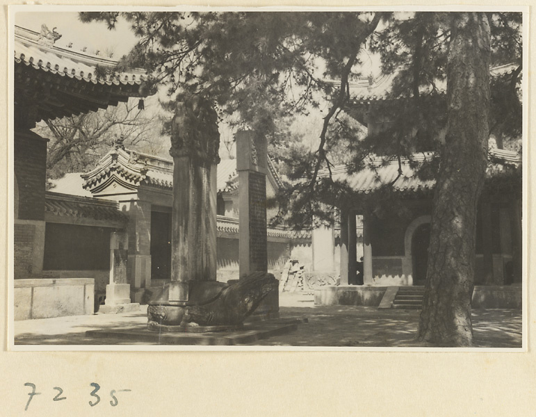 【JPG清晰版】戒台寺的庭院展示石碑和龟趺碑