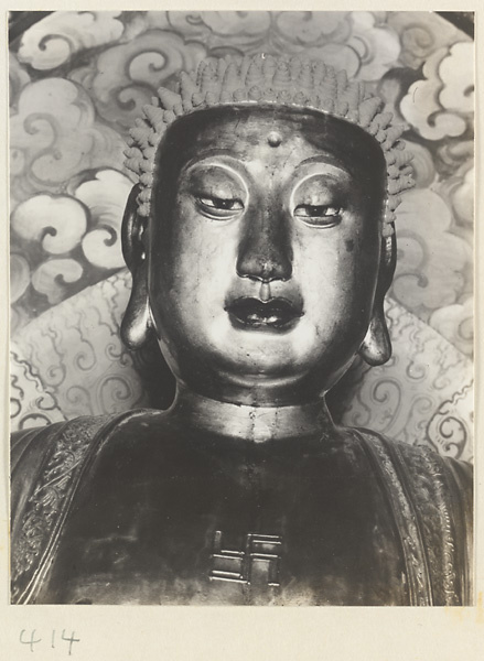 【JPG清晰版】万寿寺菩萨雕像细节展示头部和卍字吊坠