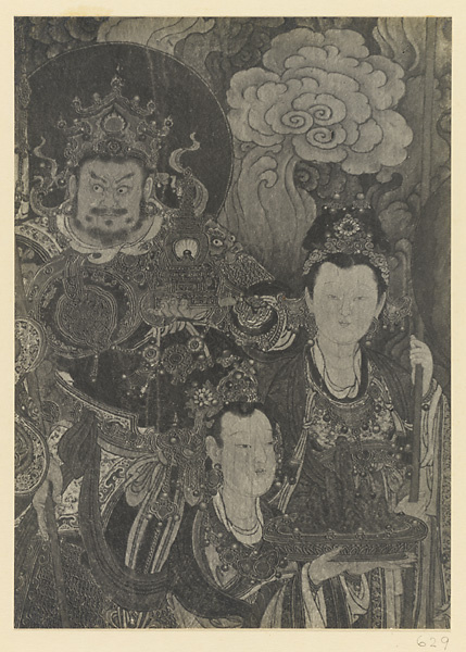 【JPG清晰版】北墙明代壁画细节展示守护神和帝释天的两名侍女
