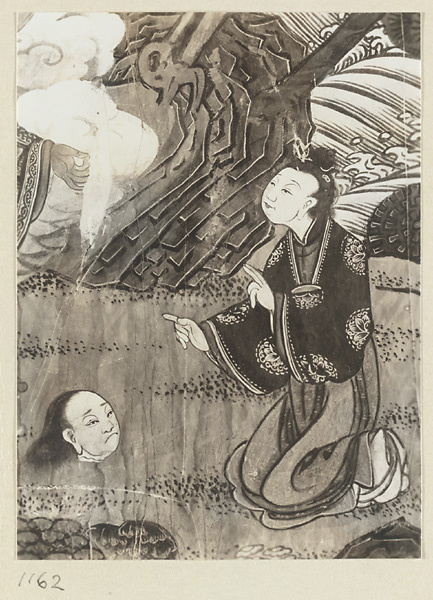 【JPG清晰版】夷立庙普度殿壁画细部一人像与一disembodiedhead