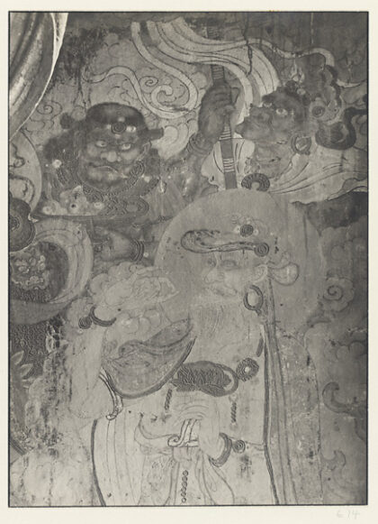 【jpg清晰版】明代壁画细节展示持莲花菩萨和两名守护神.jpg
