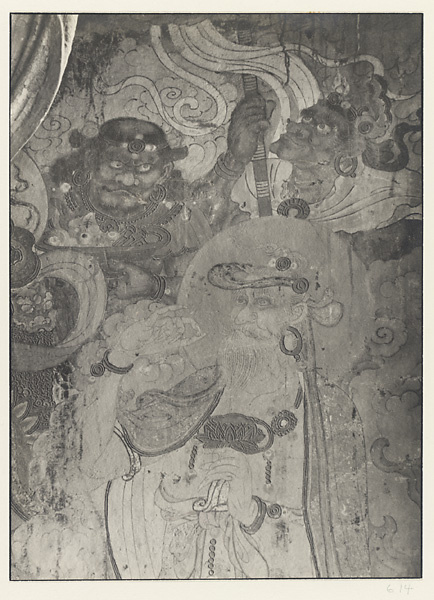 【JPG清晰版】明代壁画细节展示持莲花菩萨和两名守护神