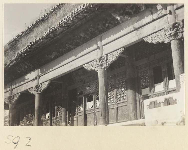 【JPG清晰版】皇寺双层檐寺庙建筑细节展示动物头柱顶