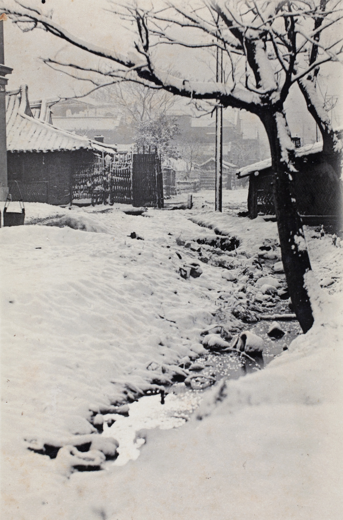 【JPG清晰版】虹口区通山路附近的小溪上飘着雪