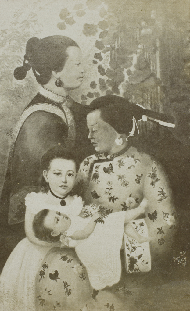 【JPG清晰版】贝茜·莱维斯克·皮尔基斯绘制的艾米·皮尔基斯与婴儿乔治及中国保姆画像
