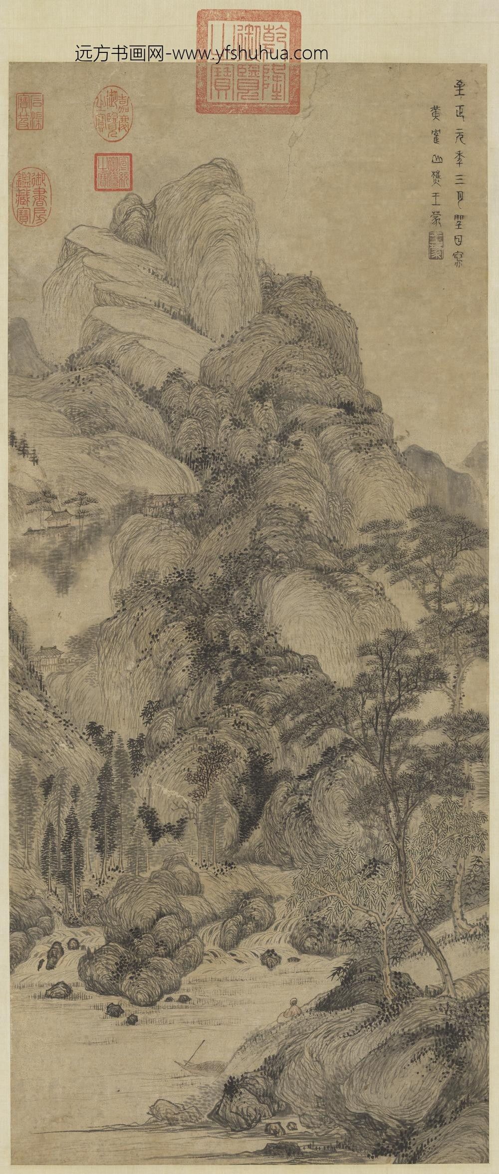 元王蒙层峦耸翠轴