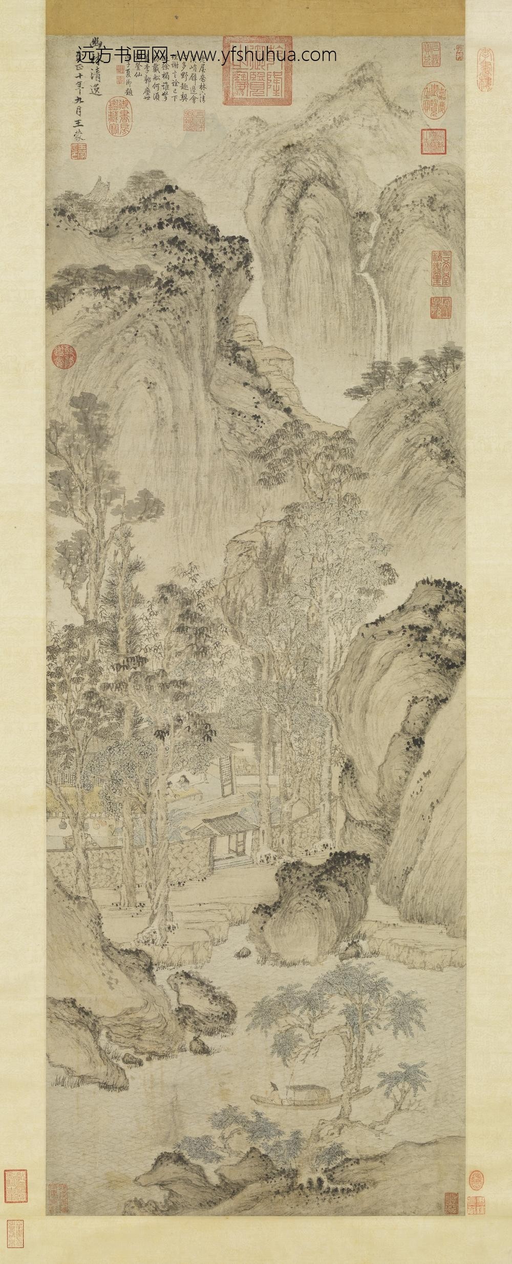 元王蒙幽林清逸轴