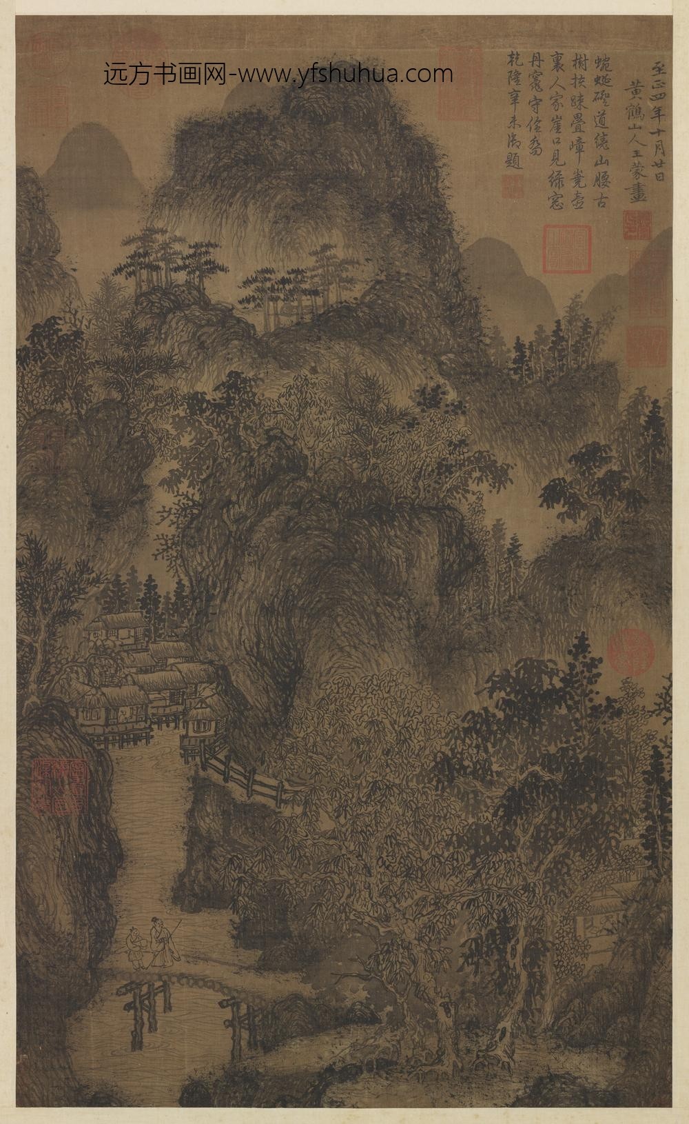 元王蒙深林迭嶂轴