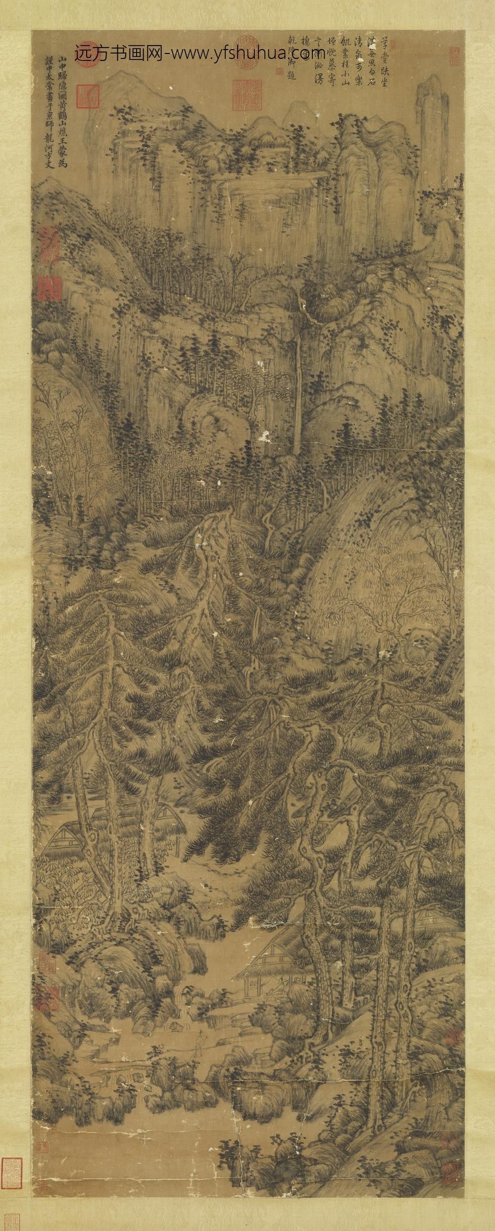 元王蒙画山中归隐图轴