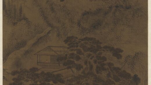 元王蒙画松阴草阁轴.jpg