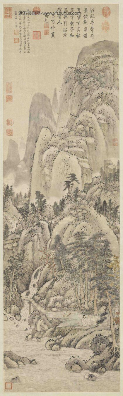 元王蒙画荆溪湿翠轴.jpg