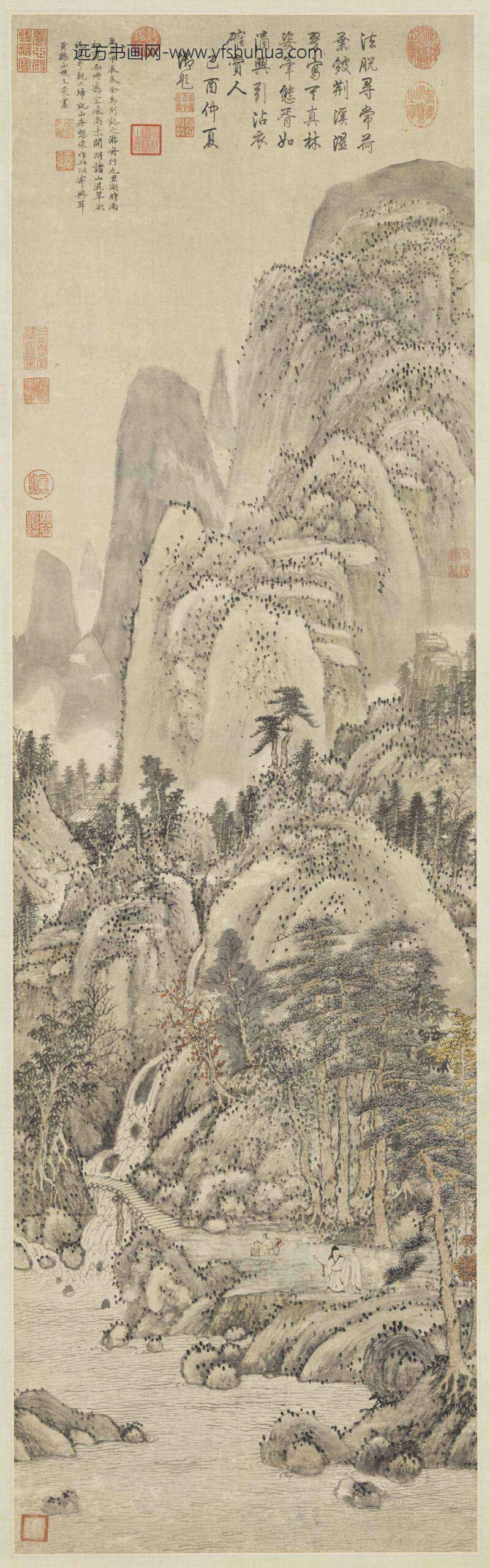 元王蒙画荆溪湿翠轴