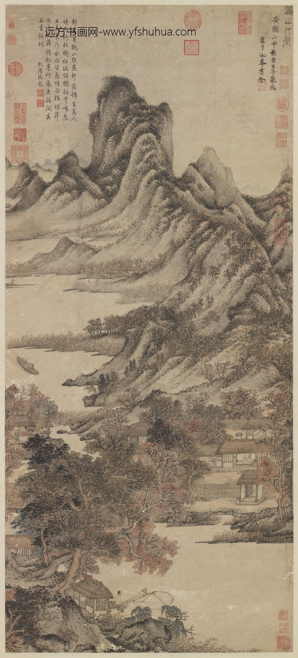 元王蒙秋山草堂图轴