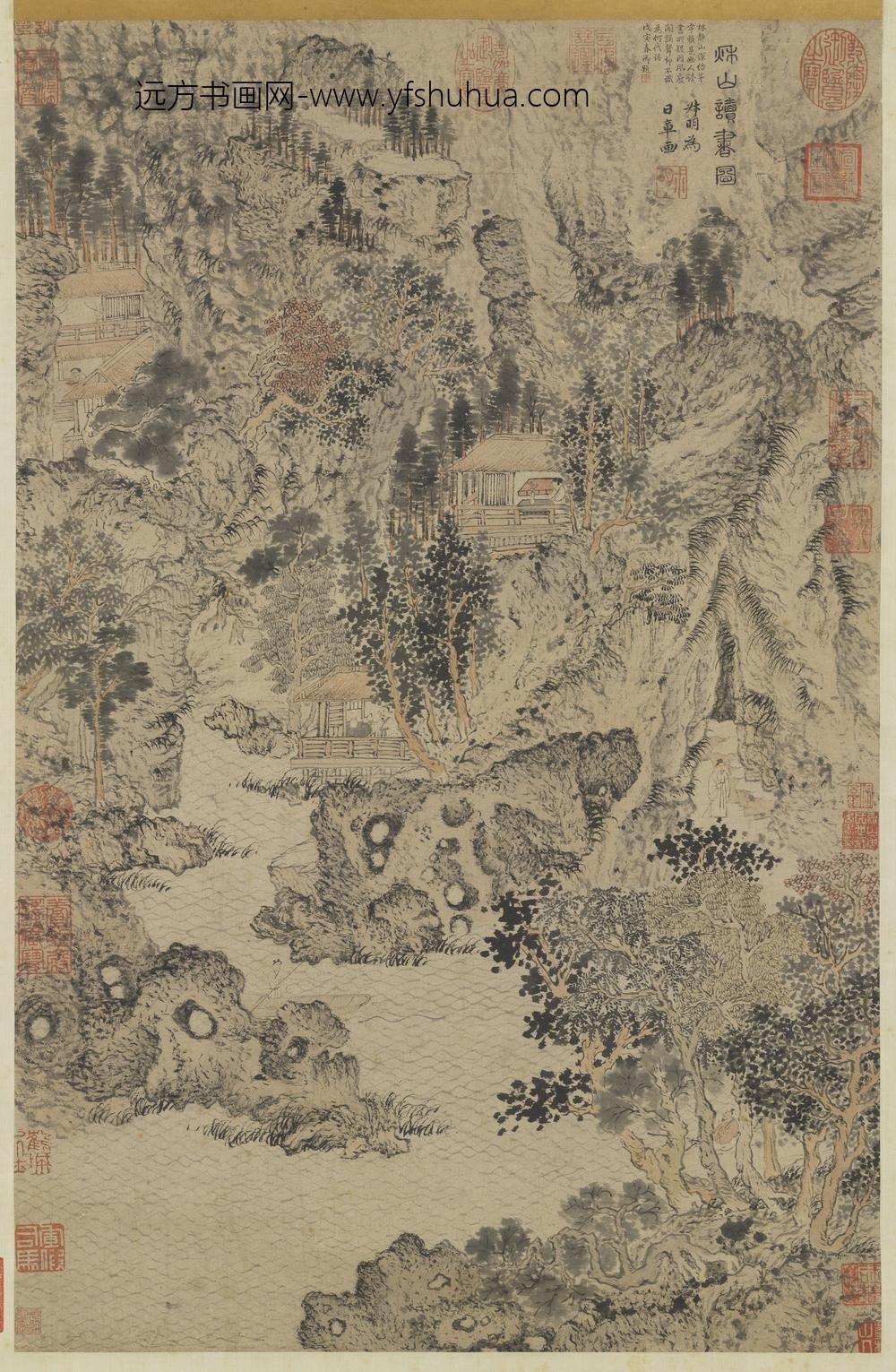 元王蒙秋山读书轴