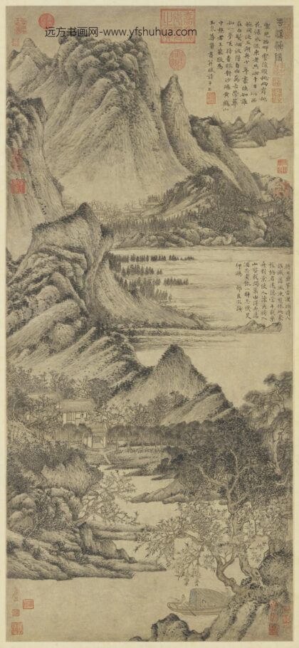 元王蒙花溪渔隐轴.jpg