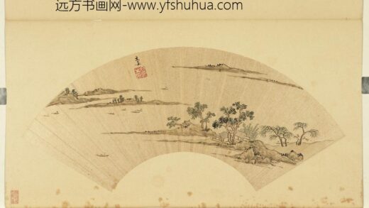 明人画扇（元）册明文嘉江上帆影.jpg