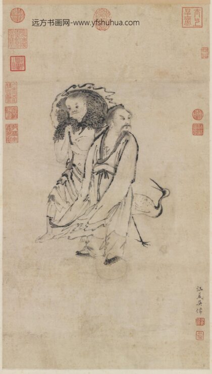 明吴伟仙踪侣鹤图轴.jpg
