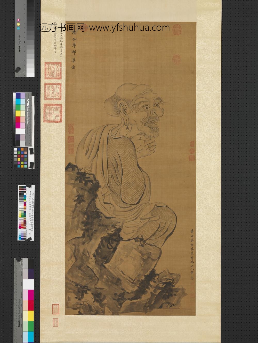 明吴彬画罗汉（第十四纳阿噶塞纳 马恩省尊者）轴