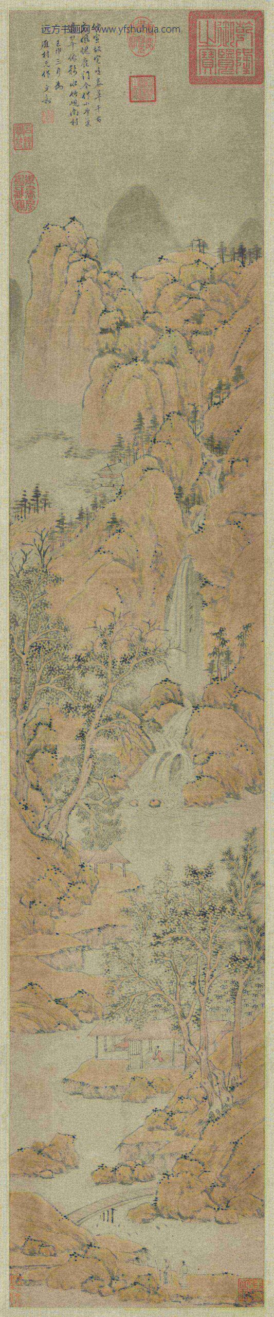 明文嘉听泉图轴