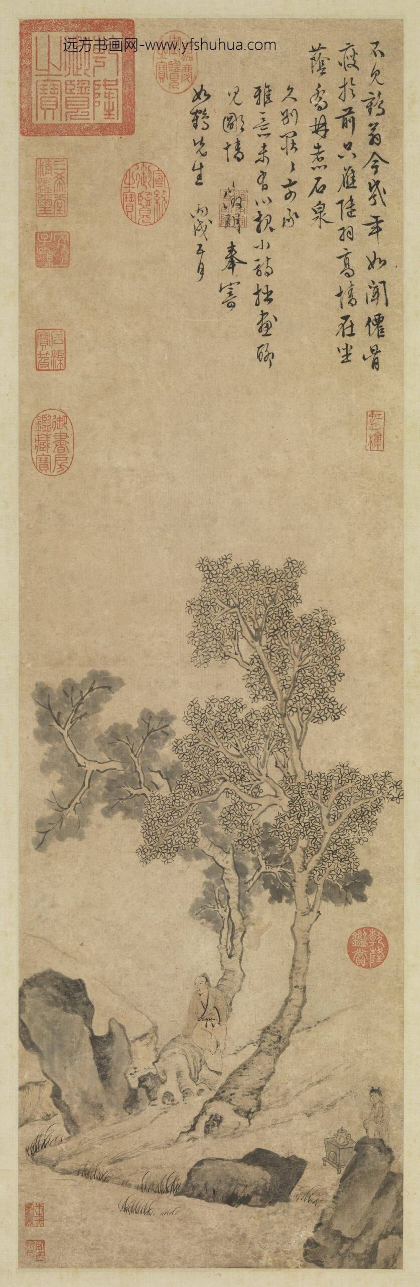 明文征明乔林煮茗图轴