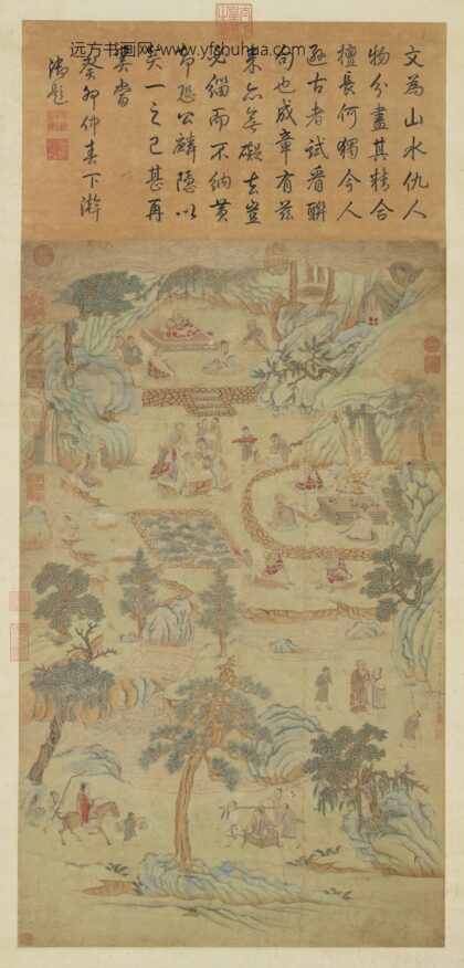 明文征明仇英合摹李公麟莲社图轴.jpg
