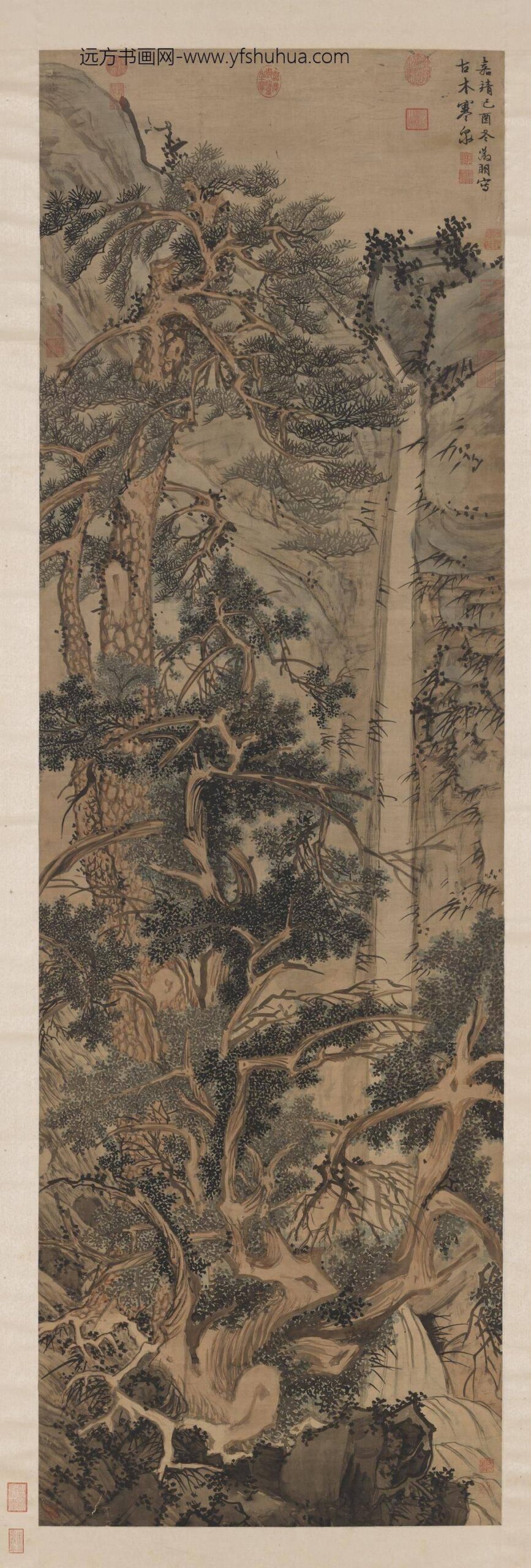 明文征明古木寒泉轴
