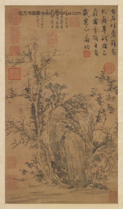 明文征明古石乔柯图轴.jpg