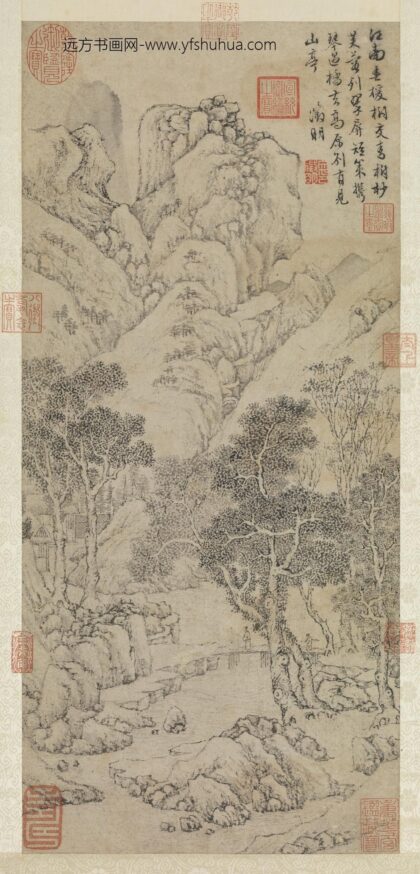 明文征明春林策杖轴.jpg