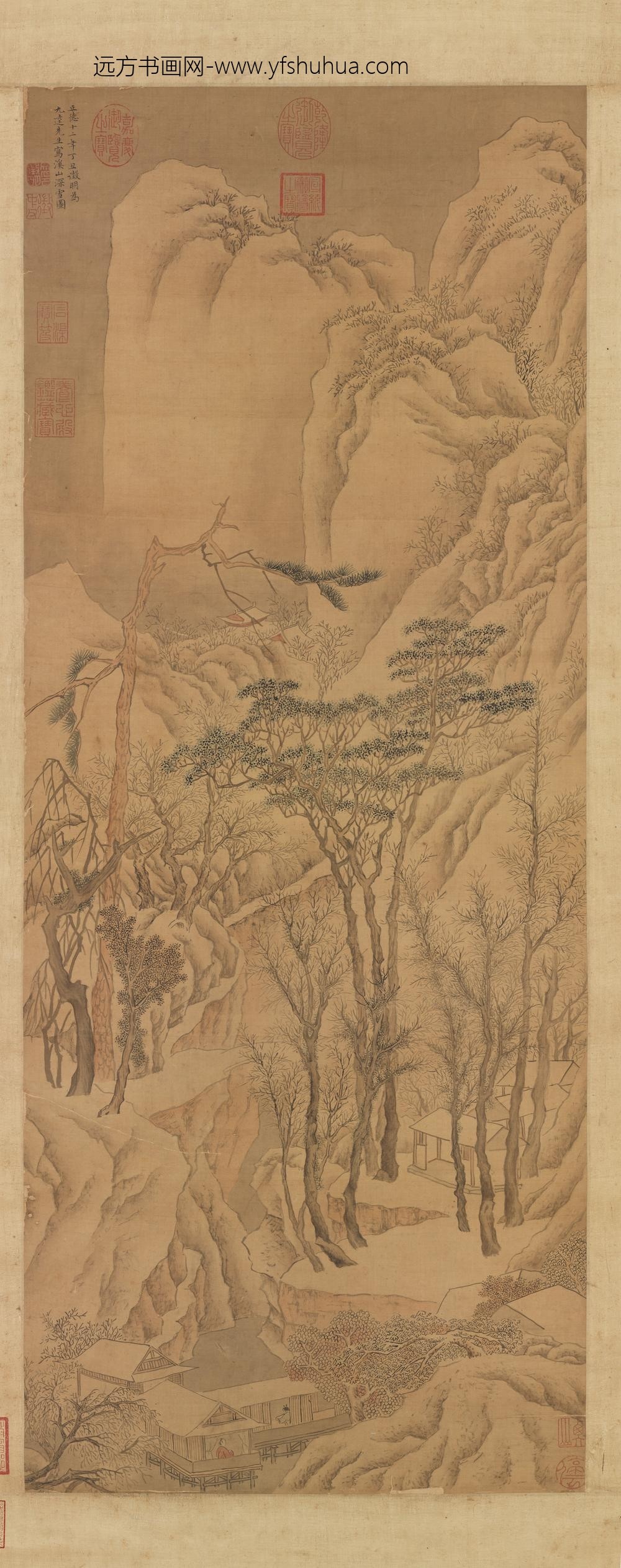 明文征明溪山深雪轴