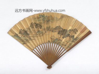 明文征明画溪柳山庄并自书七言律成扇 1.jpg